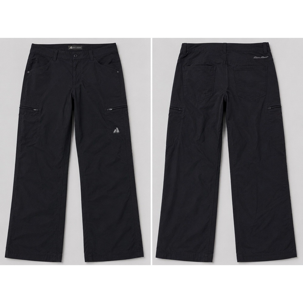 Eddie Bauer First Ascent Pants 20W Black Nylon Tech Cargo Utility hiking